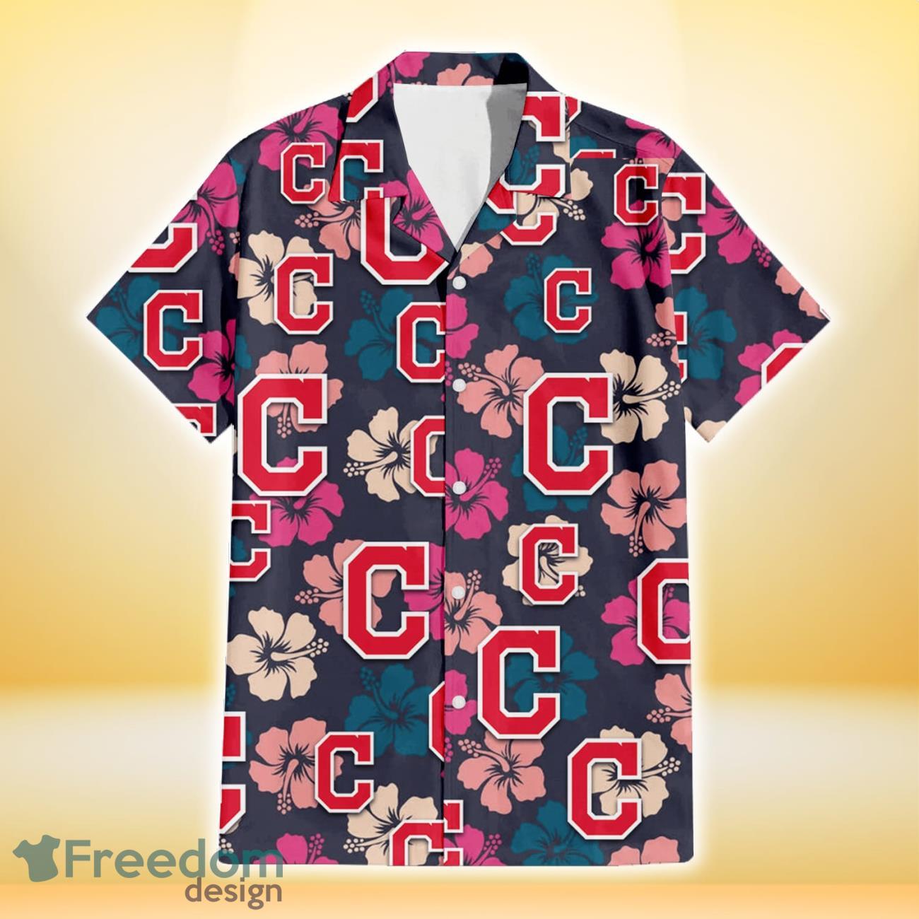 Cleveland-Indians-Colorful-Hibiscus-Black-Background-3D-Hawaiian-Shirt-Gift-For-Fans-1