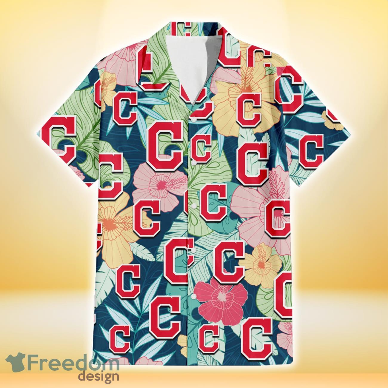 Cleveland-Indians-Colorful-Sketch-Hibiscus-Dark-Green-Background-3D-Hawaiian-Shirt-Gift-For-Fans-1