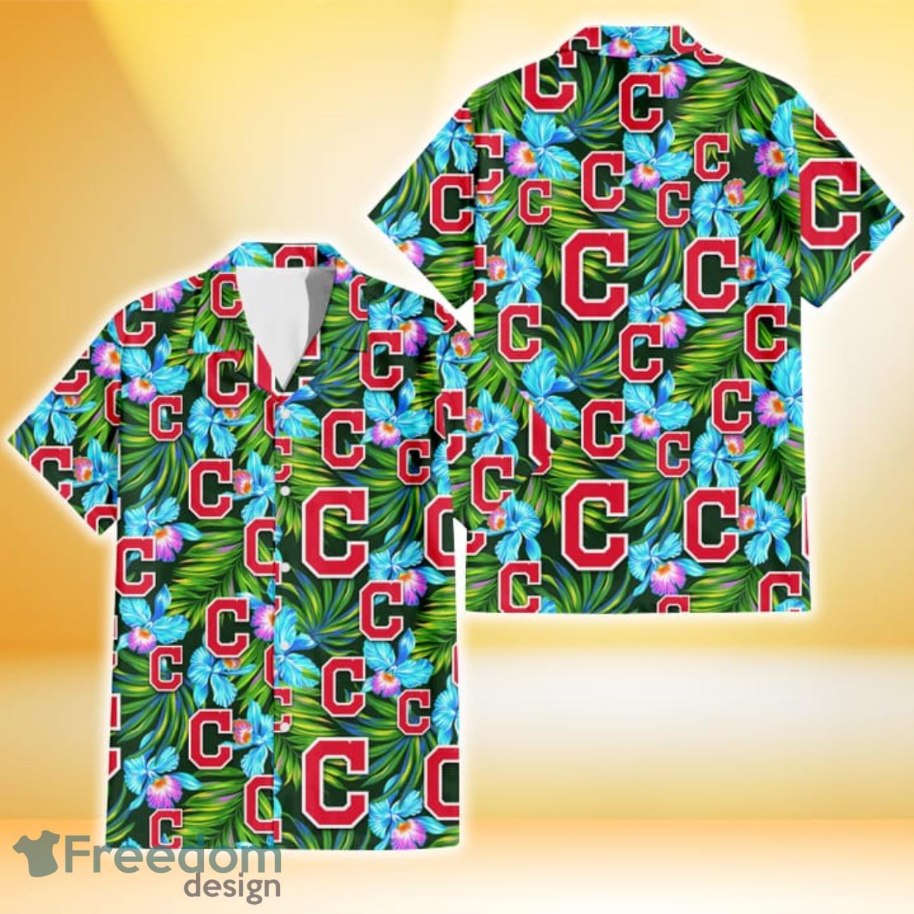 Cleveland Indians Electro Color Hibiscus Black Background 3D Hawaiian Shirt Gift For Fans Cleveland Indians Electro Color Hibiscus Black Background 3D Hawaiian Shirt Gift For Fans