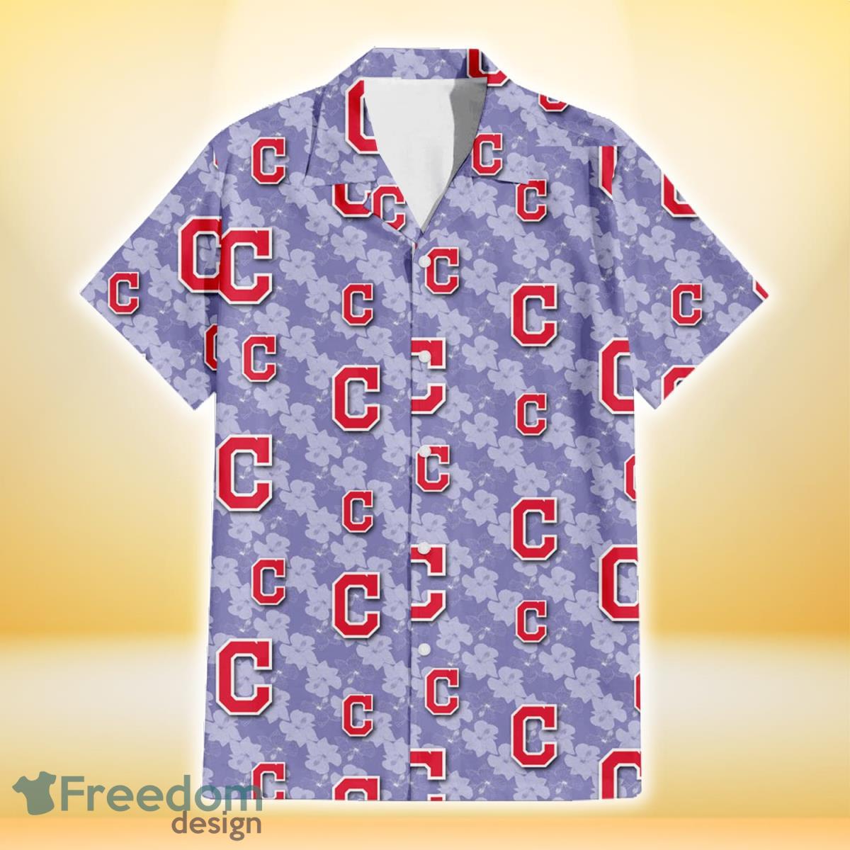 Cleveland-Indians-Light-Purple-Hibiscus-Pattern-Stripe-Powder-Purple-3D-Hawaiian-Shirt-Gift-For-Fans-1