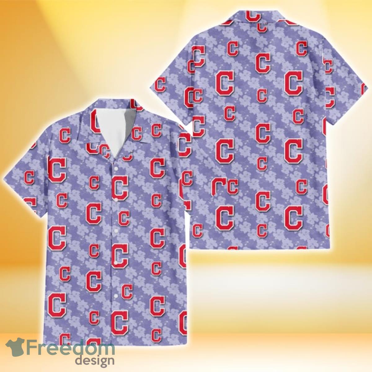 Cleveland Indians Light Purple Hibiscus Pattern Stripe Powder Purple 3D Hawaiian Shirt Gift For Fans Cleveland Indians Light Purple Hibiscus Pattern Stripe Powder Purple 3D Hawaiian Shirt Gift For Fans
