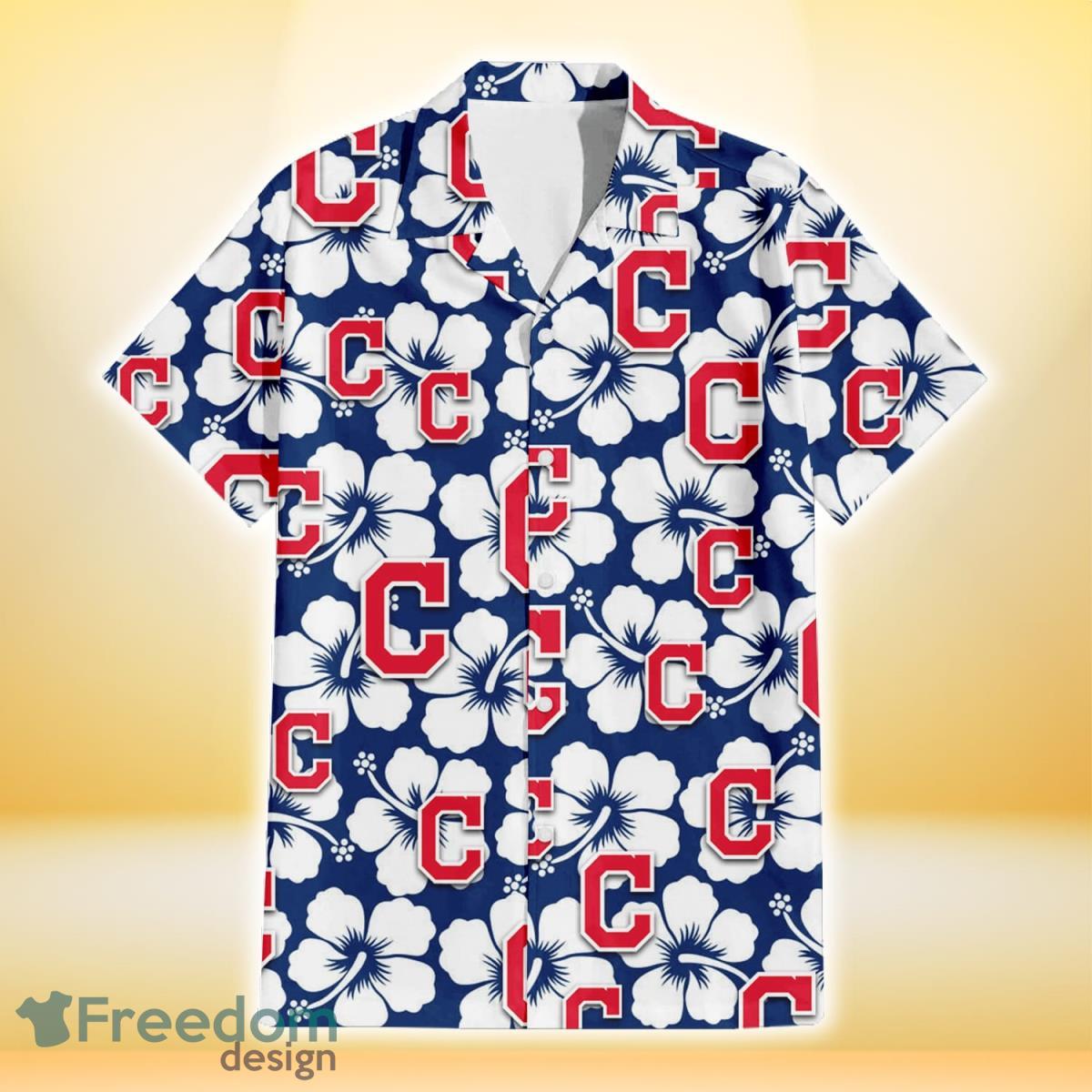 Cleveland-Indians-Modern-White-Hibiscus-Navy-Background-3D-Hawaiian-Shirt-Gift-For-Fans-1