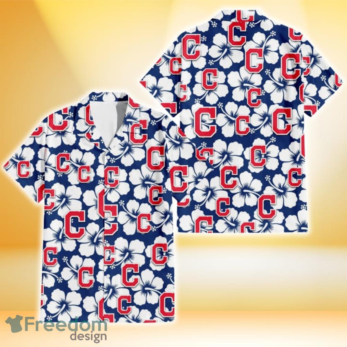 Cleveland Indians Modern White Hibiscus Navy Background 3D Hawaiian Shirt Gift For Fans Cleveland Indians Modern White Hibiscus Navy Background 3D Hawaiian Shirt Gift For Fans