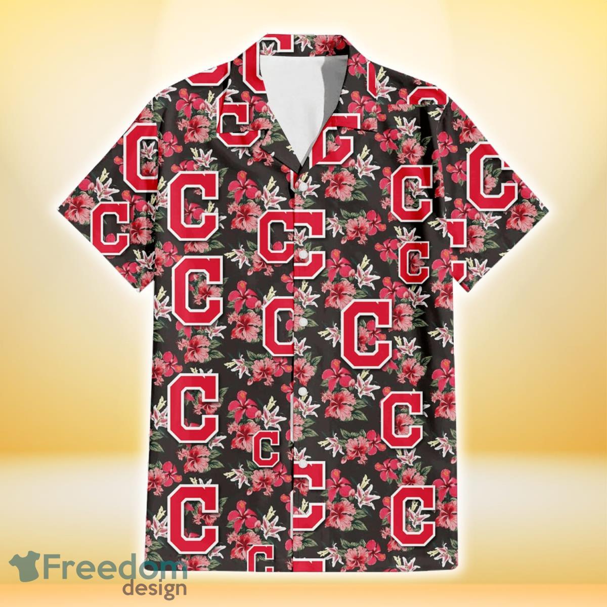 Cleveland-Indians-Pink-Hibiscus-Orchid-Brown-Background-3D-Hawaiian-Shirt-Gift-For-Fans-1