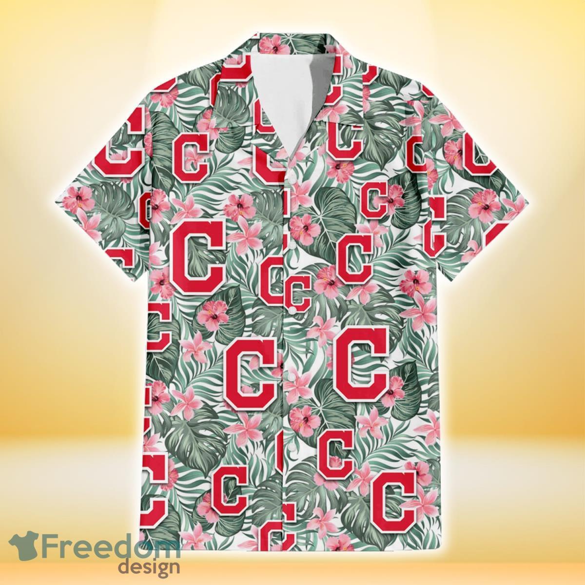 Cleveland-Indians-Pink-Hibiscus-Porcelain-Flower-Tropical-Leaf-White-Background-3D-Hawaiian-Shirt-Gift-For-Fans-1