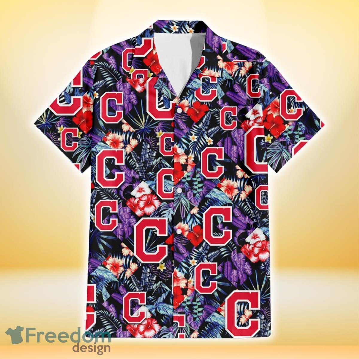 Cleveland-Indians-Red-Hibiscus-Caro-Black-Background-3D-Hawaiian-Shirt-Gift-For-Fans-1