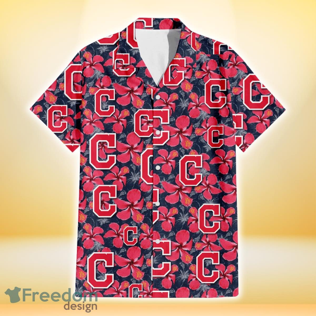 Cleveland-Indians-Red-Hibiscus-Dark-Gray-Background-3D-Hawaiian-Shirt-Gift-For-Fans-1