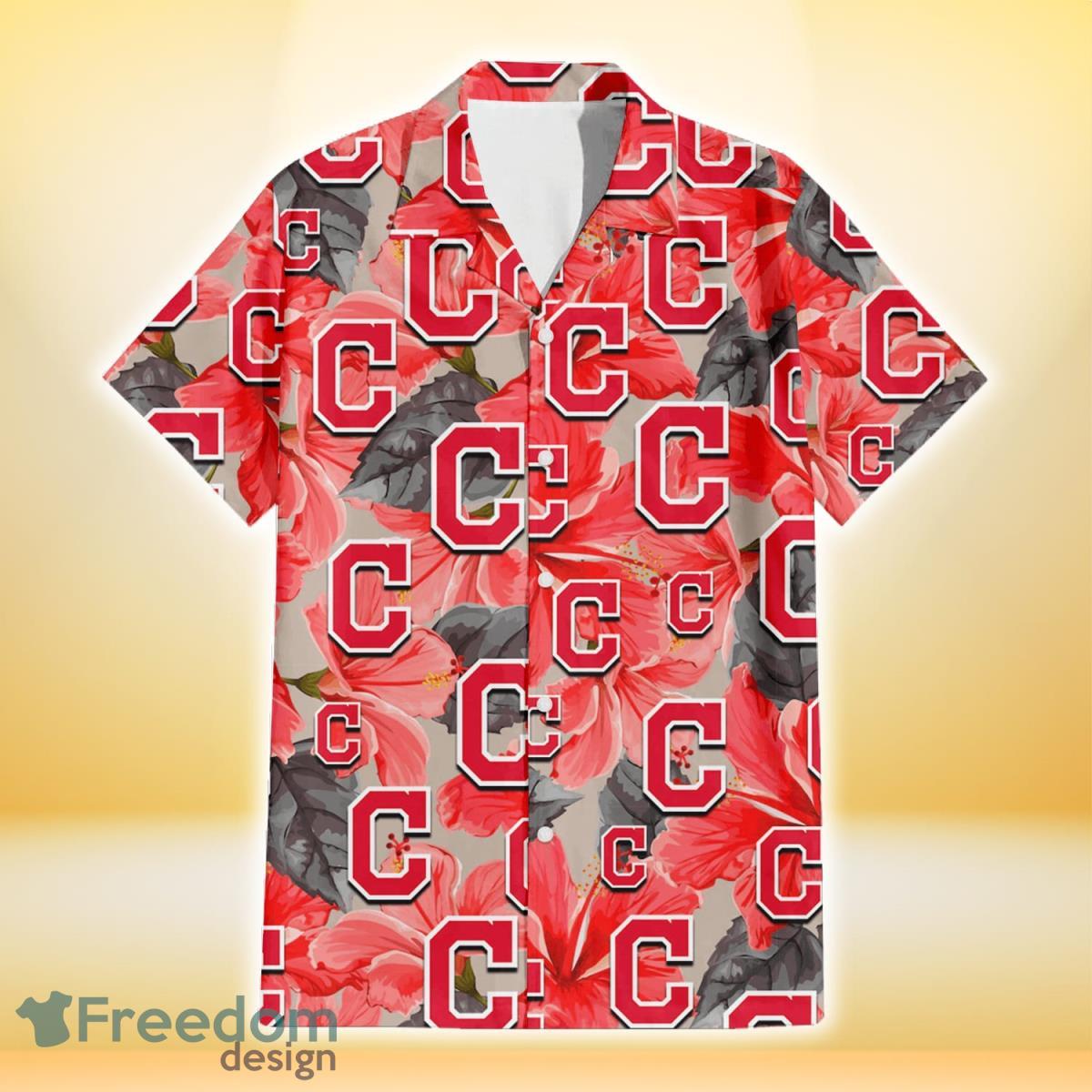 Cleveland-Indians-Red-Hibiscus-Gray-Leaf-Gainsboro-Background-3D-Hawaiian-Shirt-Gift-For-Fans-1