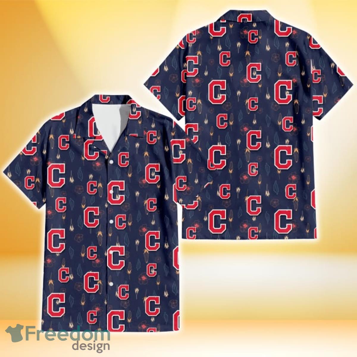 Cleveland Indians Small Hibiscus Buds Navy Background 3D Hawaiian Shirt Gift For Fans Cleveland Indians Small Hibiscus Buds Navy Background 3D Hawaiian Shirt Gift For Fans