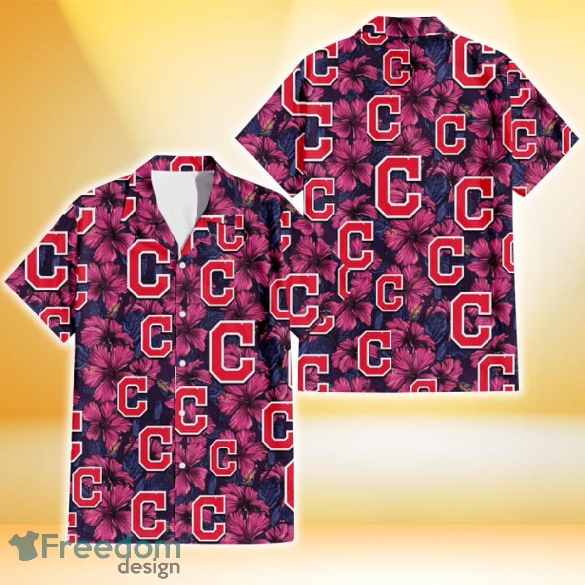 Cleveland Indians Violet Red Blue Leaf Black Background 3D Hawaiian Shirt Gift For Fans Cleveland Indians Violet Red Blue Leaf Black Background 3D Hawaiian Shirt Gift For Fans