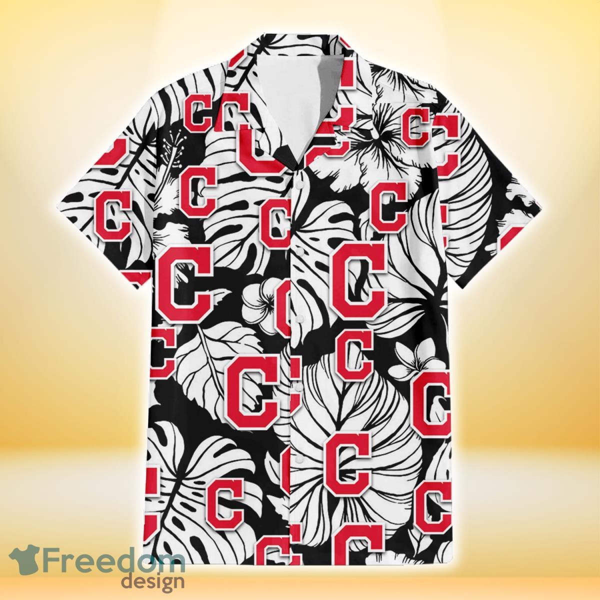 Cleveland-Indians-White-Hibiscus-Porcelain-Flower-Palm-Leaf-Black-3D-Hawaiian-Shirt-Gift-For-Fans-1