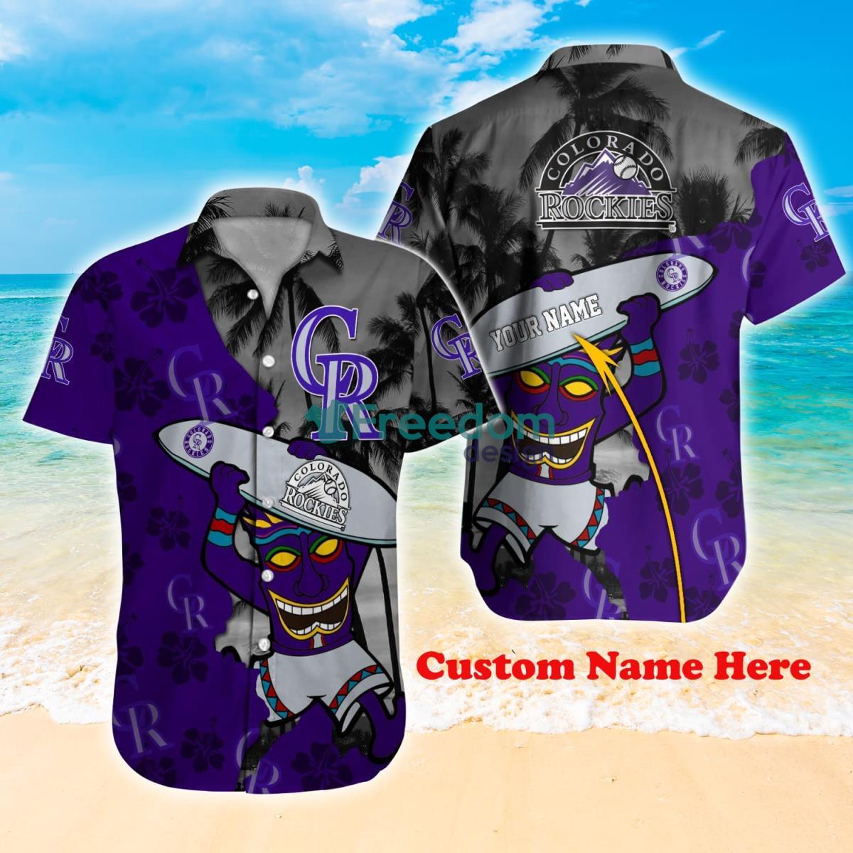 Colorado Rockies MLB Custom Name Hawaiian Shirt Hot Design For Fans Colorado Rockies MLB Custom Name Hawaiian Shirt Hot Design For Fans