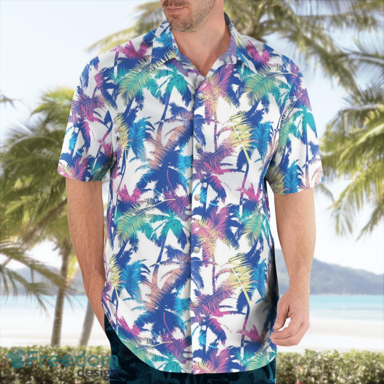 Colourful Exotic Pattern With Palm Hawaiian Shirt Beach Summer Shirt
