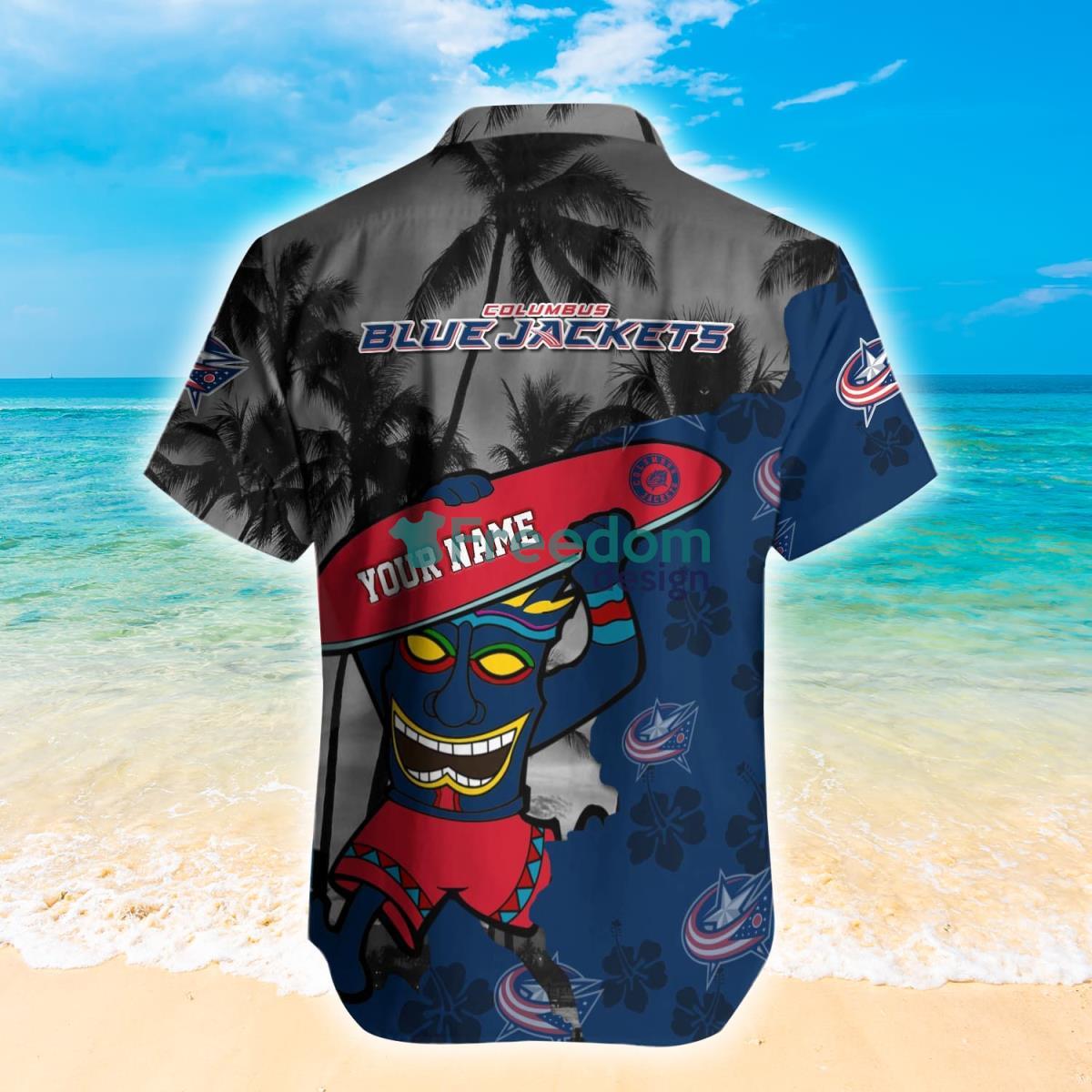 Columbus Blue Jackets NHL Custom Name Hawaiian Shirt Hot Design For Fans