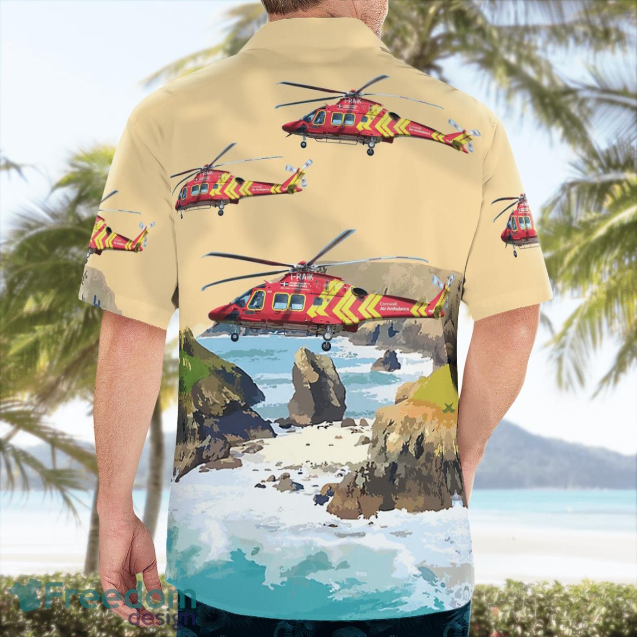 Cornwall Air Ambulance AgustaWestland AW-169 3D Summer Aloha Hawaiian Shirt