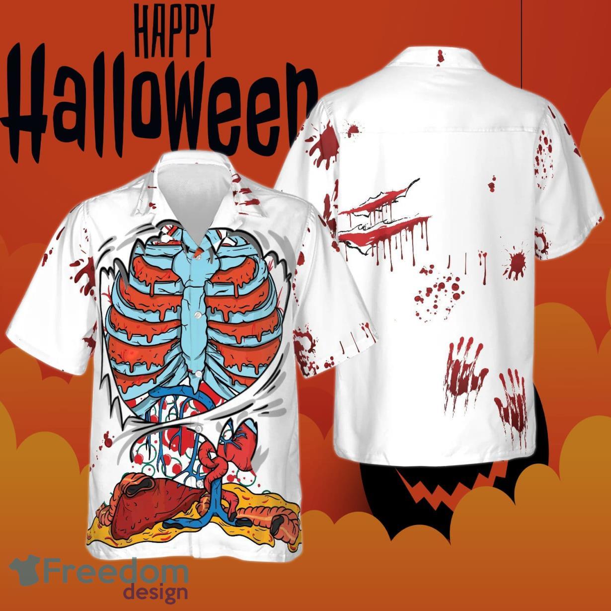 Creepy Ripped Open Rib Cage Organs Halloween Hawaiian Shirt Creepy Ripped Open Rib Cage Organs Halloween Hawaiian Shirt