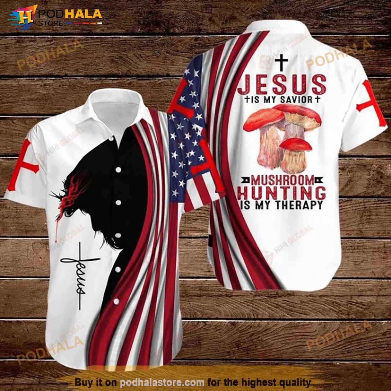 Cross-Wild-Mushroom-Jesus-Is-My-Savior-Mushroom-Hungting-Is-My-Therapy-Hawaiian-Shirt.jpg