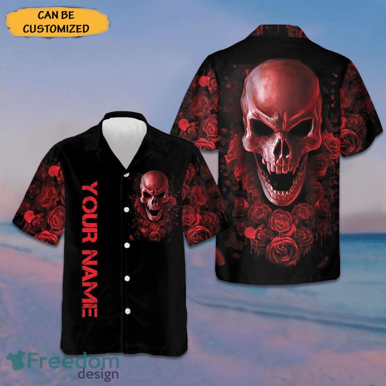 Custom Blood Rose Skull Hawaiian Shirt Gifts For Halloween Custom Blood Rose Skull Hawaiian Shirt Gifts For Halloween