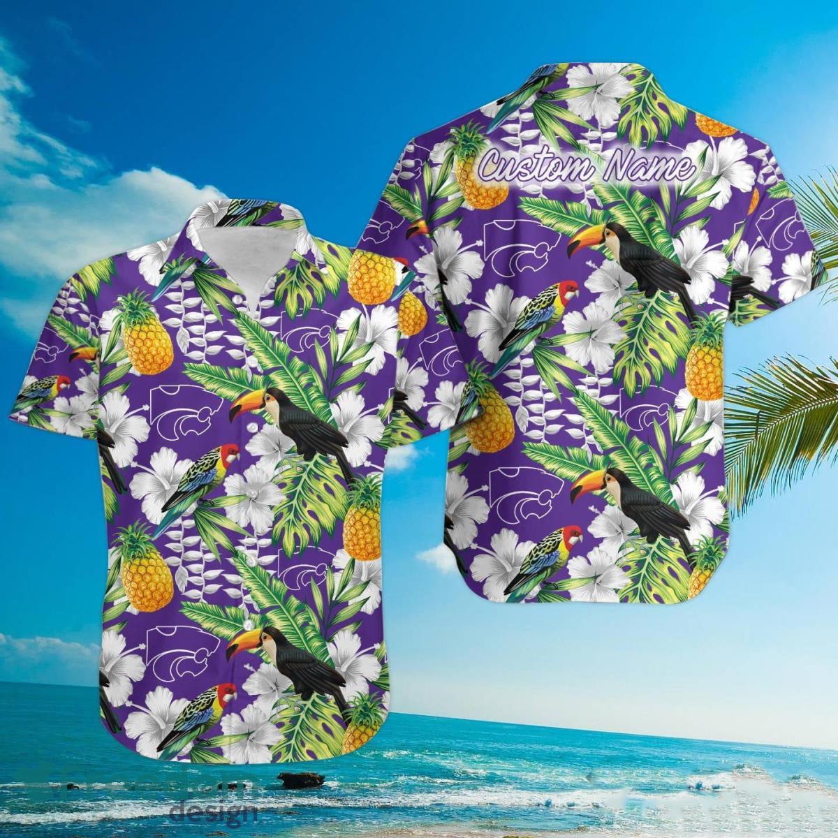 Custom Name Kansas State Wildcats With Tropical Fruit Summer 3D Hawaiian Shirt Custom Name Kansas State Wildcats With Tropical Fruit Summer 3D Hawaiian Shirt
