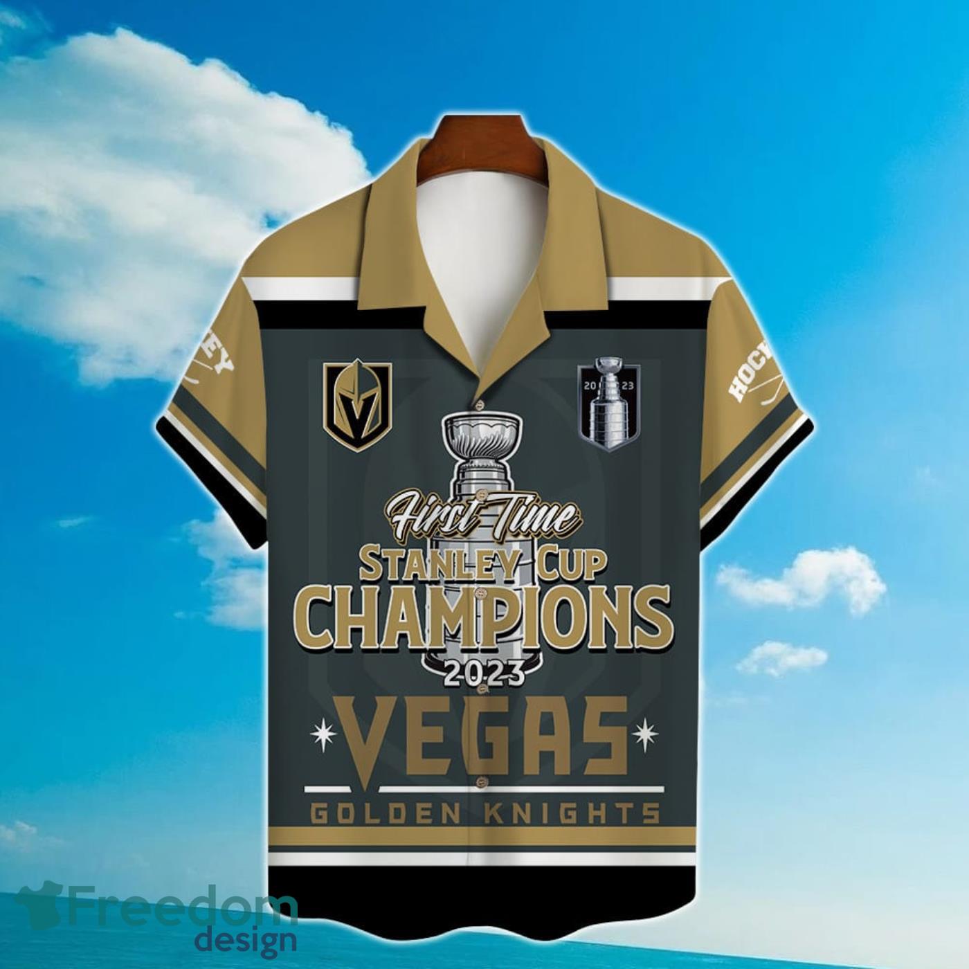 Custom Name & Number Vegas Golden Knights First Time Hawaiian Shirt