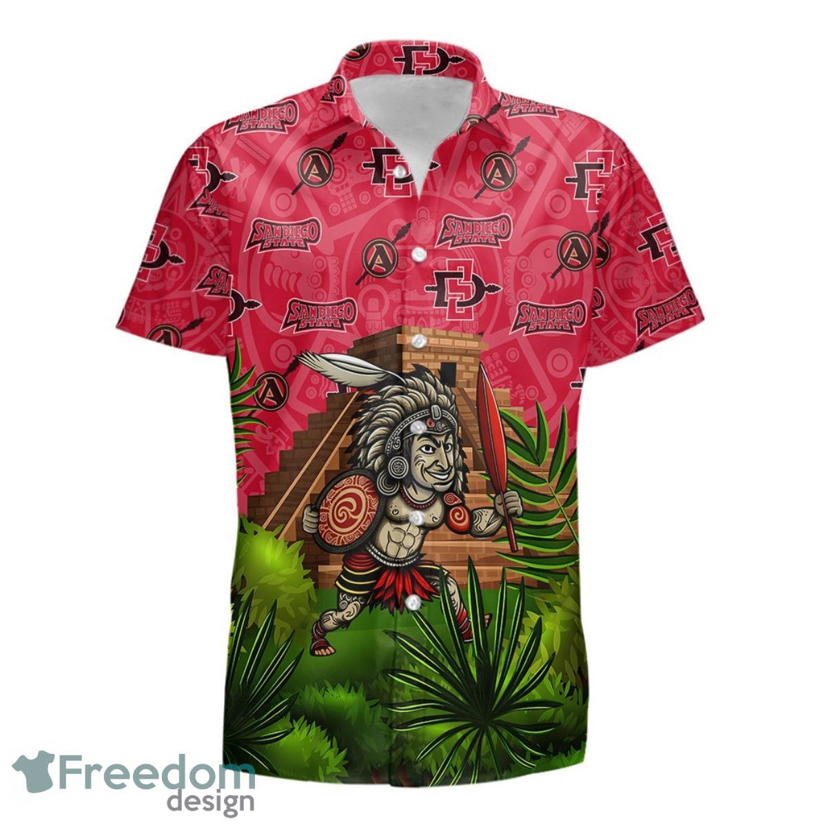 Custom-Name-San-Diego-State-Aztecs-Mens-Basketball-Tropical-Pattern-For-Fans-3D-Hawaiian-Shirt-1