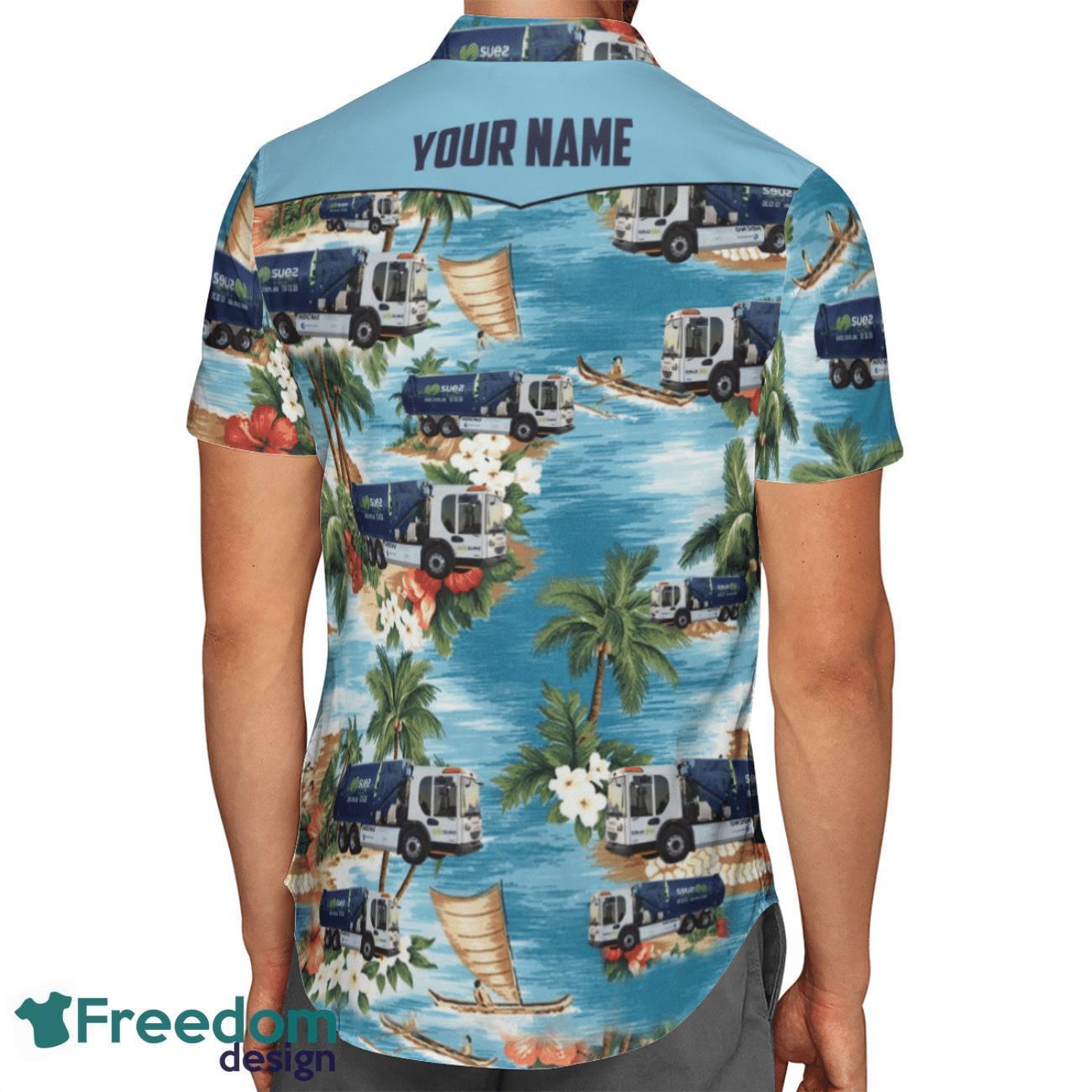Custom Name UK Waste Collector Truck Hawaiian Shirt Beach Summer Shirt