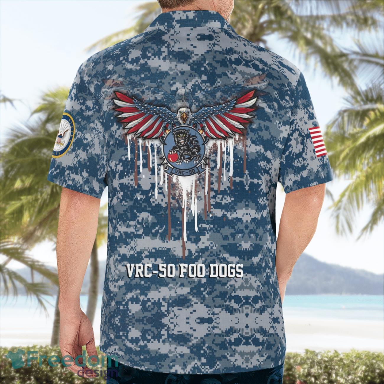 Custom Name US Navy VRC-50 Foo Dogs Hawaiian Shirt Men Women Beach Shirt