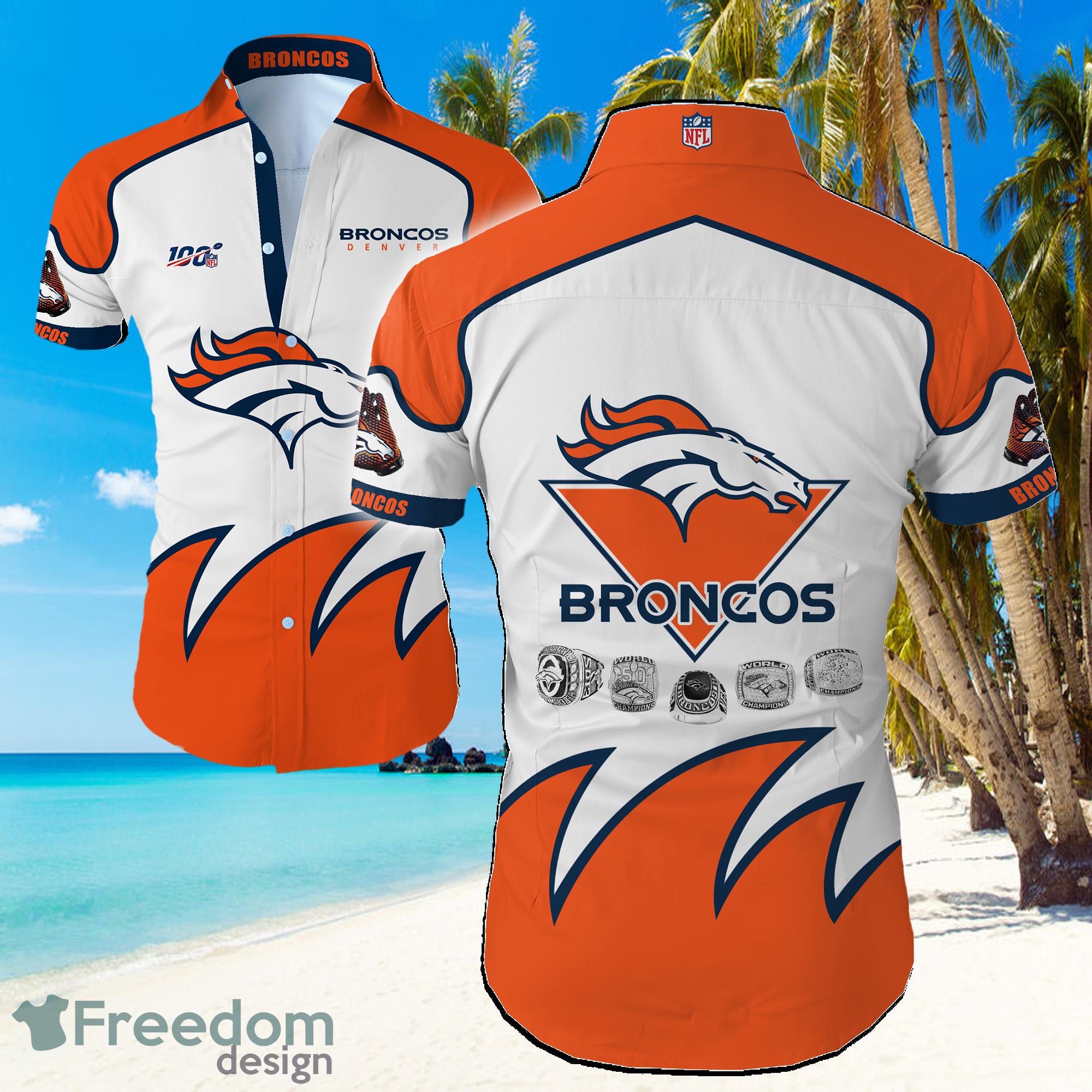 Denver Broncos Big Logo Hawaiian Summer Beach Shirt Full Print Denver Broncos Big Logo Hawaiian Summer Beach Shirt Full Print
