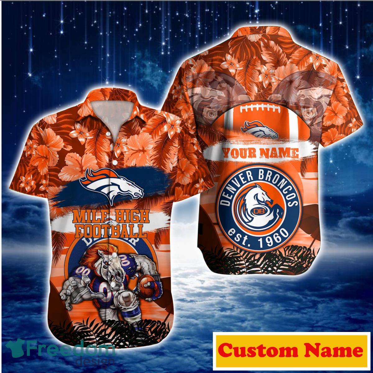 Denver Broncos NFL Custom Name Hawaiian Shirt For Men And Women Unique Gift For Fans Denver Broncos NFL Custom Name Hawaiian Shirt For Men And Women Unique Gift For Fans