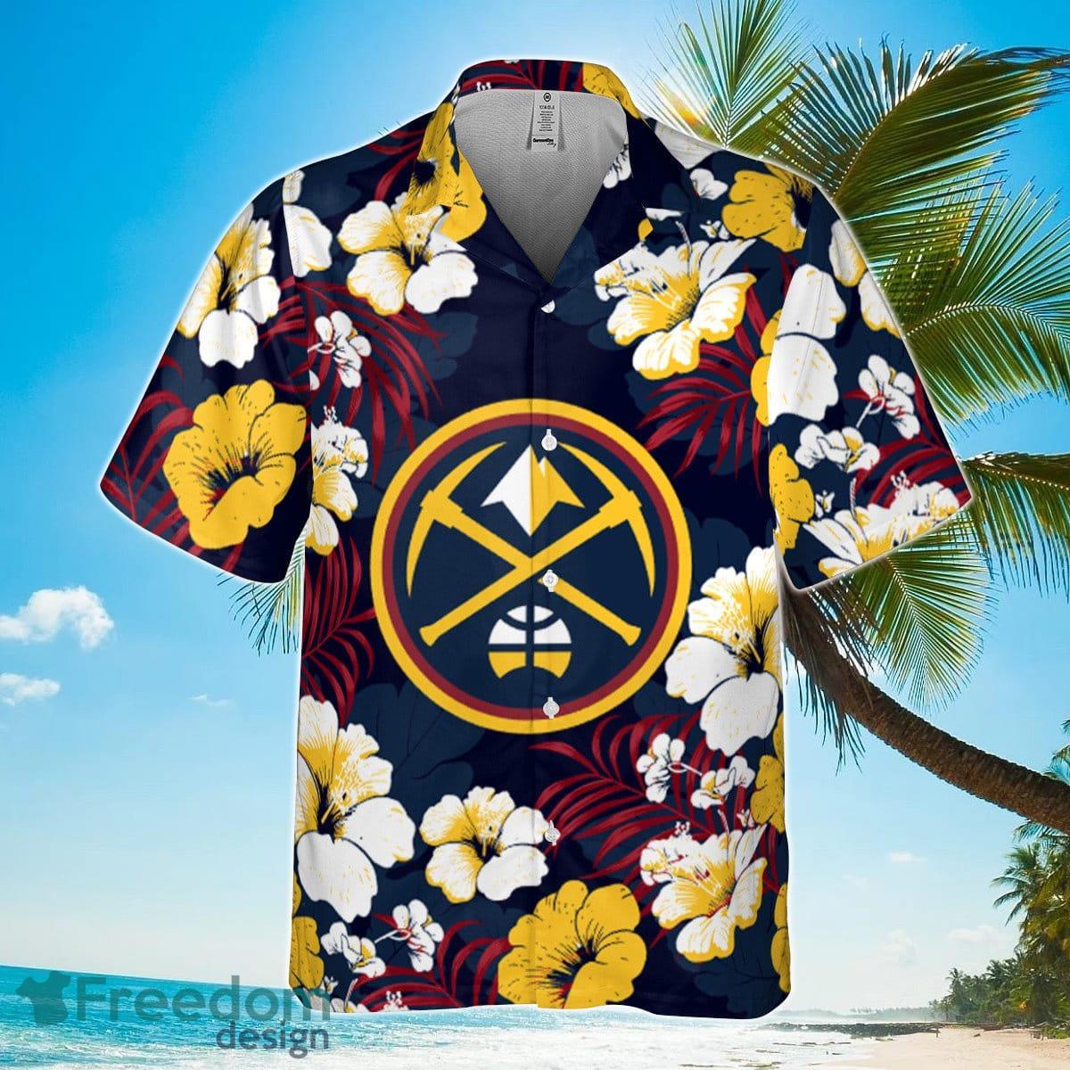 Denver Nuggets Hibiscus And Tree Tropical Pattern Print Hawaiian Shirt
