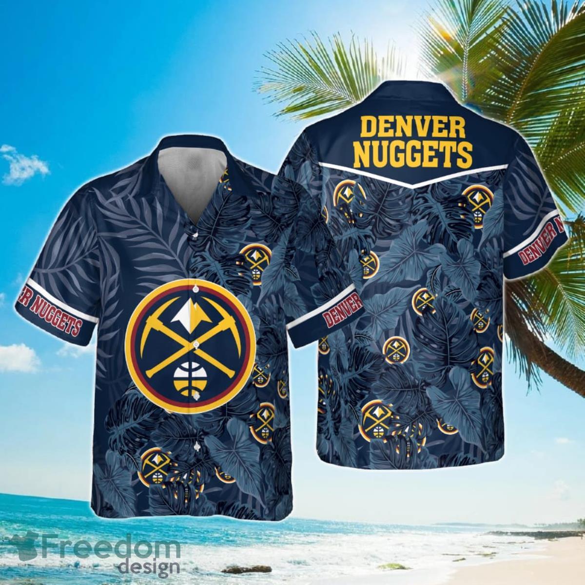 Denver Nuggets Leaves Tropical Pattern Print Hawaiian Shirt Denver Nuggets Leaves Tropical Pattern Print Hawaiian Shirt