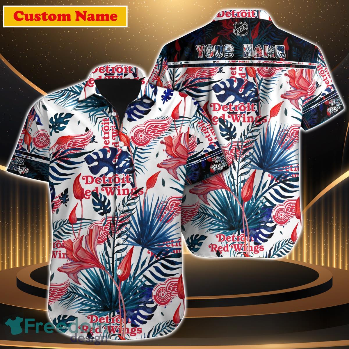 Detroit Red Wings NHL Custom Name Hawaiian Shirt Gift For Men Women Detroit Red Wings NHL Custom Name Hawaiian Shirt Gift For Men Women