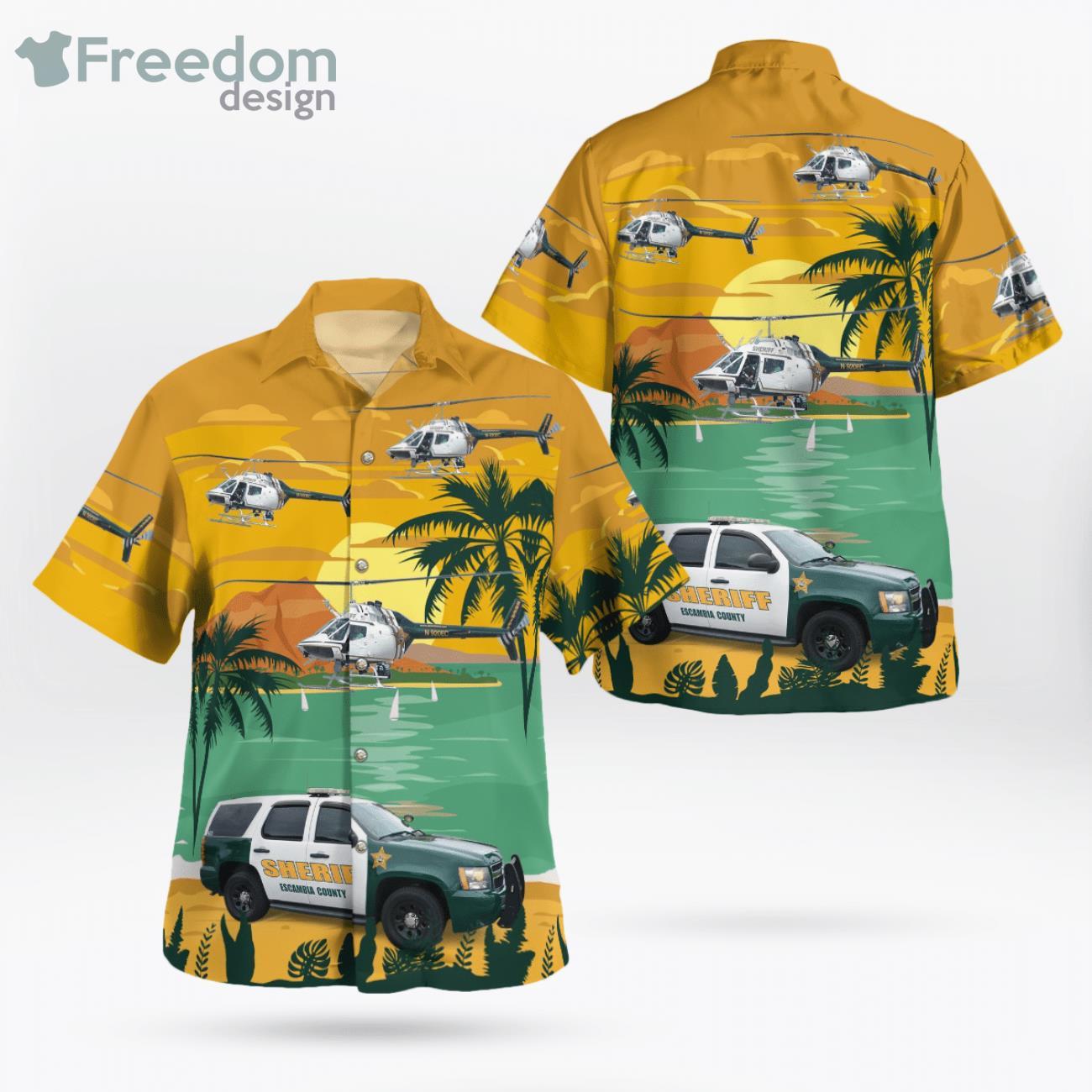Escambia County Sheriff Chevrolet Tahoe Ppv & Bell Oh-58C Kiowa Hawaiian Shirt Escambia County Sheriff Chevrolet Tahoe Ppv & Bell Oh-58C Kiowa Hawaiian Shirt