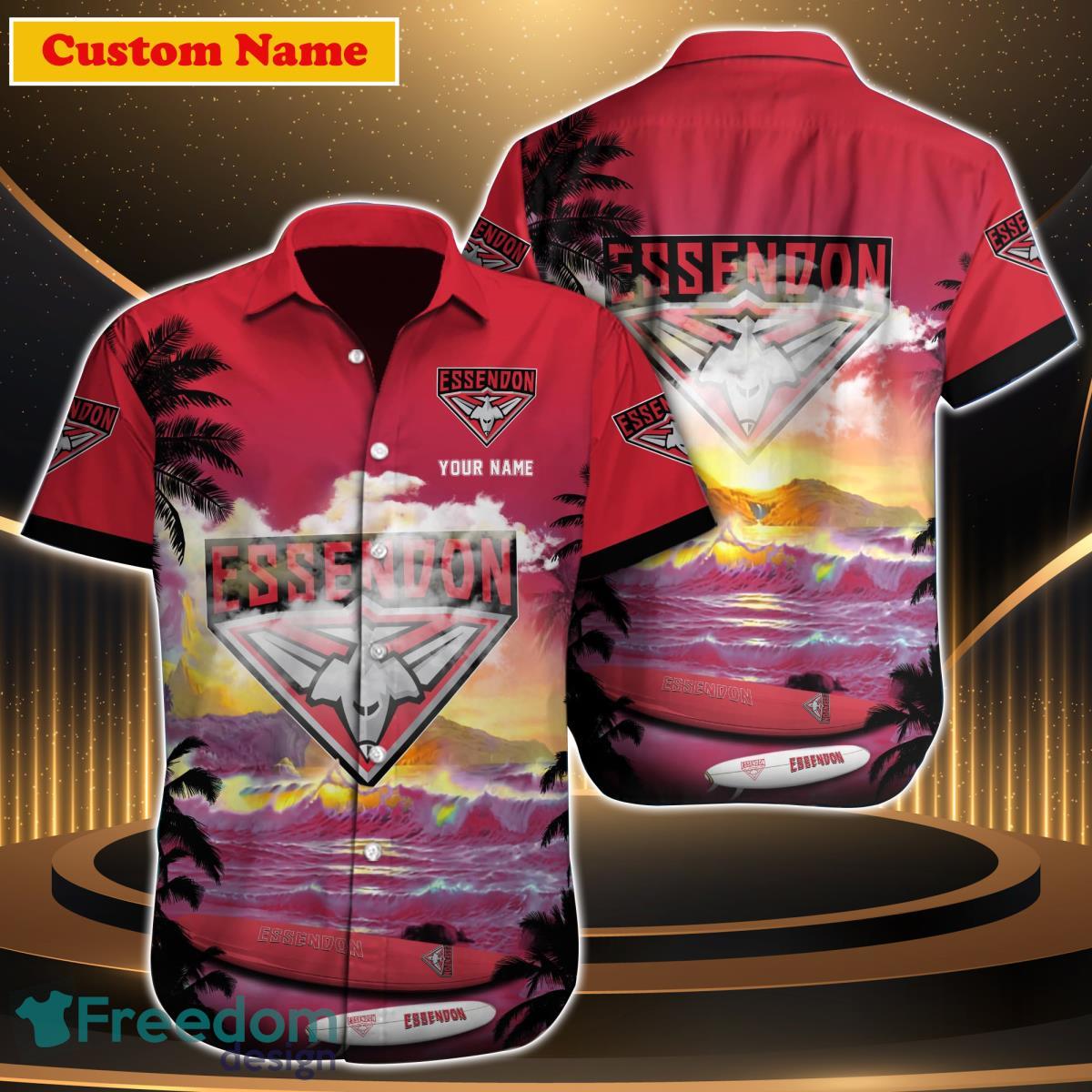 Essendon AFL Custom Name Hawaiian Shirt Great Gift For Men Women Fans Essendon AFL Custom Name Hawaiian Shirt Great Gift For Men Women Fans