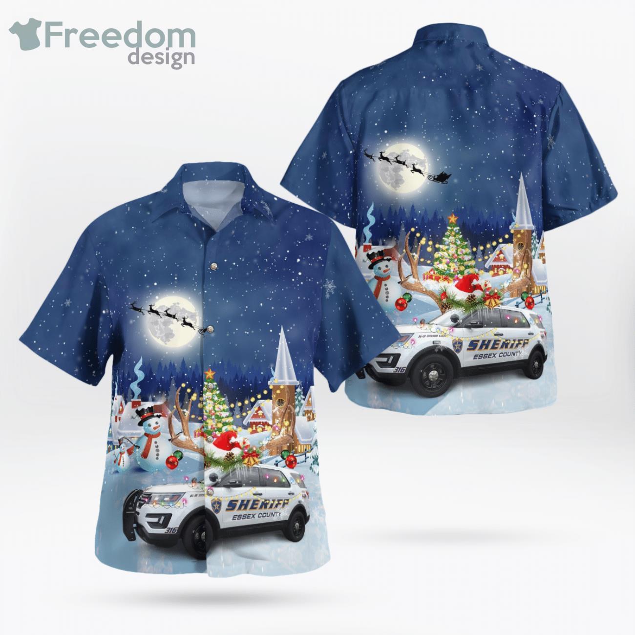 Essex County Sheriff Ford Police Interceptor Utility Christmas Hawaiian Shirt Essex County Sheriff Ford Police Interceptor Utility Christmas Hawaiian Shirt