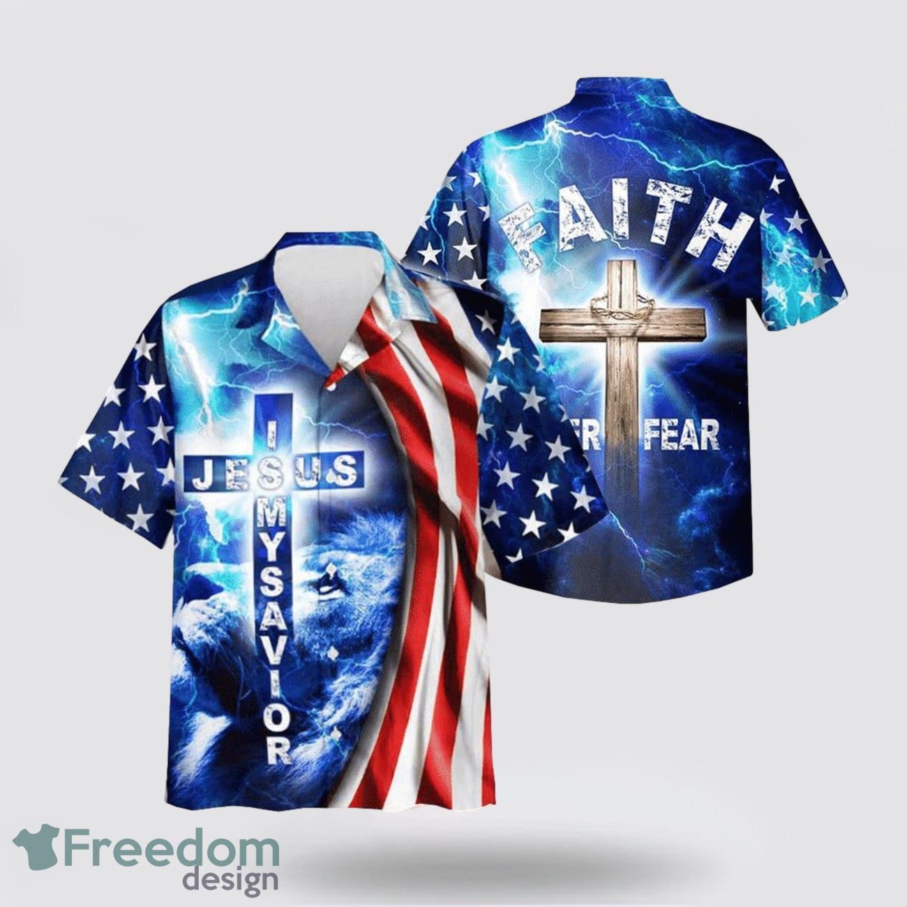 Faith Over Fear Jesus Is My Savior Jesus Christian AOP Hawaiian Shirt Summer Holiday Gift Faith Over Fear Jesus Is My Savior Jesus Christian AOP Hawaiian Shirt Summer Holiday Gift