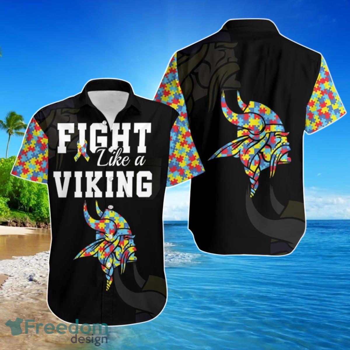 Fight Like A Minnesota Vikings Autism Support Hawaiian Shirt For Men Women Fight Like A Minnesota Vikings Autism Support Hawaiian Shirt For Men Women