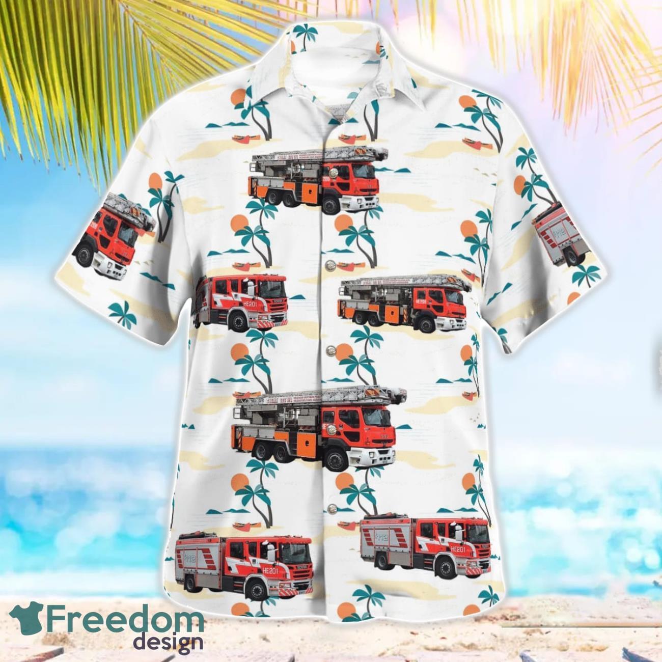 Finland Helsinki City Fire Brigade 3D Summer Aloha Hawaiian Shirt