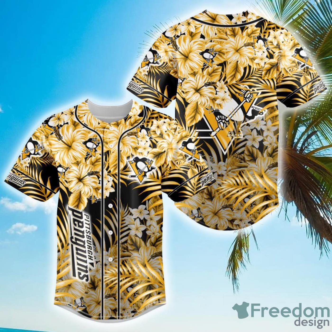 Floral NHL Pittsburgh Penguins Hawaiian Design Baseball Jersey For Men And Women Floral NHL Pittsburgh Penguins Hawaiian Design Baseball Jersey For Men And Women