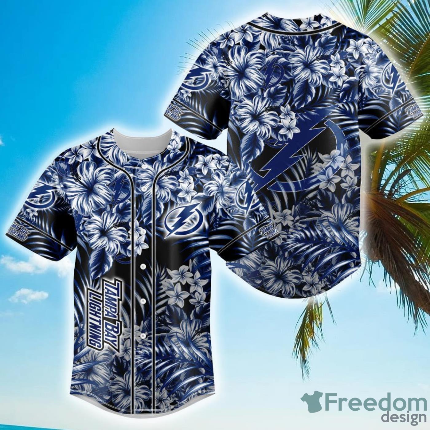 Floral NHL Tampa Bay Lightning Hawaiian Design Baseball Jersey For Men And Women Floral NHL Tampa Bay Lightning Hawaiian Design Baseball Jersey For Men And Women