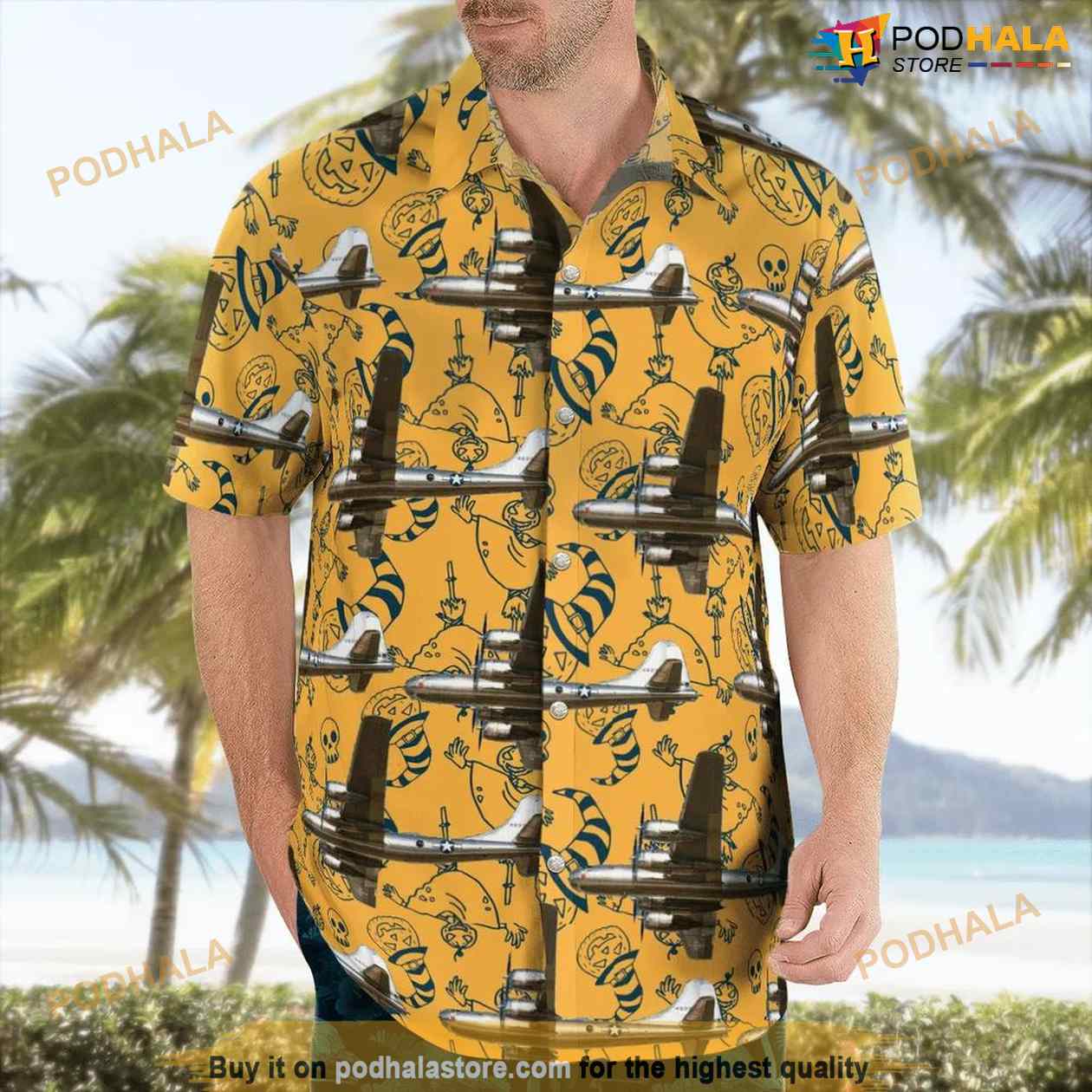 Halloween WWII Boeing B-29 Superfortress Hawaiian Shirt Man