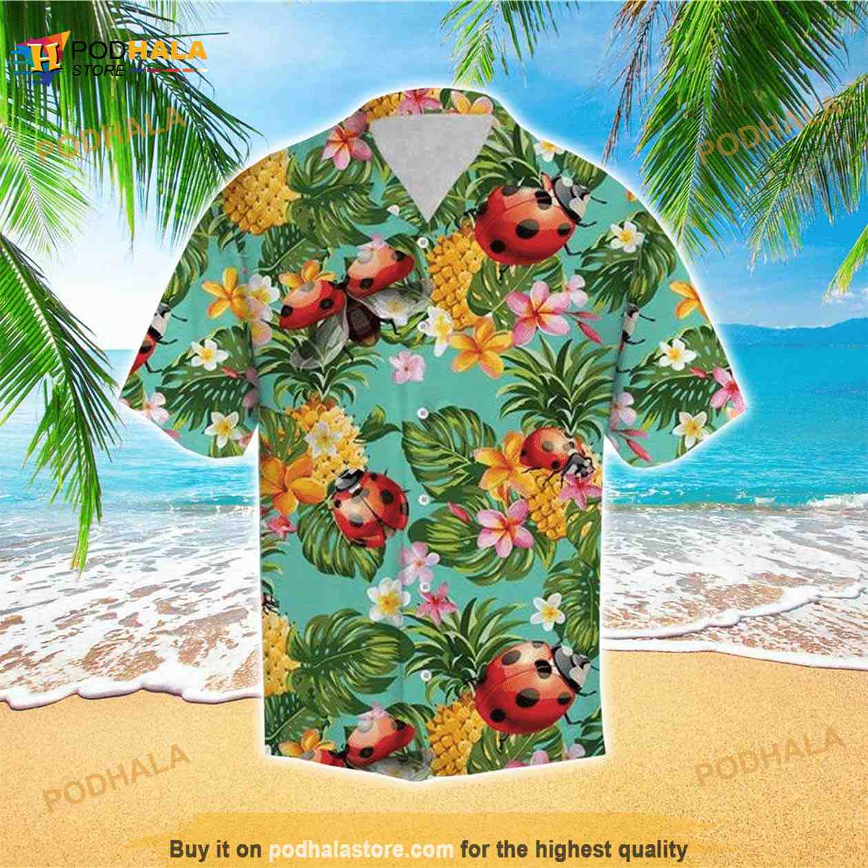 Ladybug-Tropical-Pineapple-And-Flower-Hawaiian-Unisex-Shirt.jpg