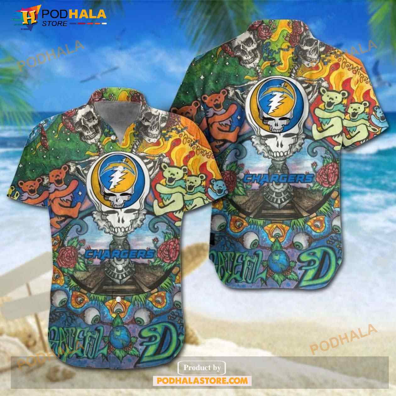 Los-Angeles-Chargers-Grateful-Dead-NFL-Gift-For-Fan-Hawaiian-Graphic-Shirt.jpg