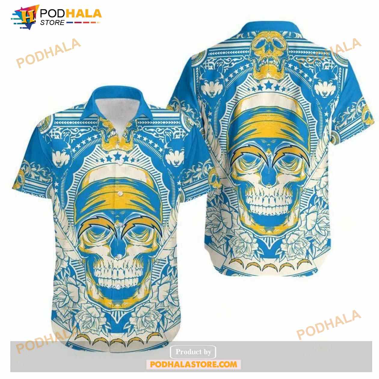 Los-Angeles-Chargers-Skull-NFL-Gift-For-Fan-Hawaii-Shirt.jpg