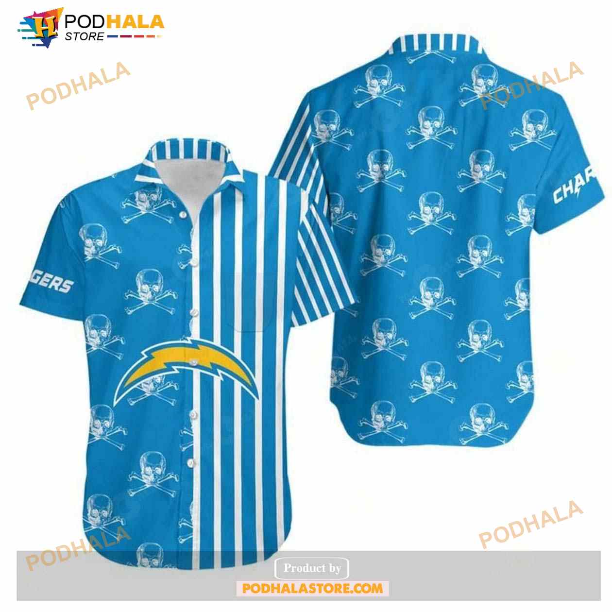 Los-Angeles-Chargers-Stripes-And-Skull-Hawaii-Shirt-Summer-Collection.jpg