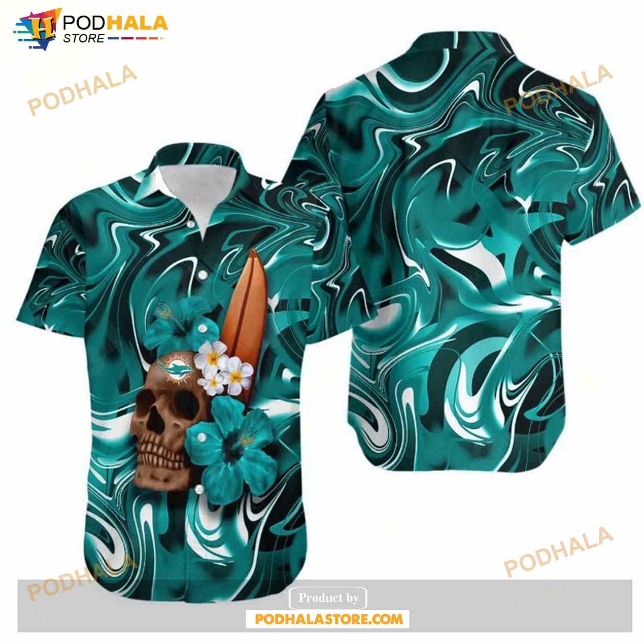 Miami-Dolphins-Skull-And-Hibiscus-Flower-NFL-Gift-For-Fan-Hawaii-Shirt.jpg