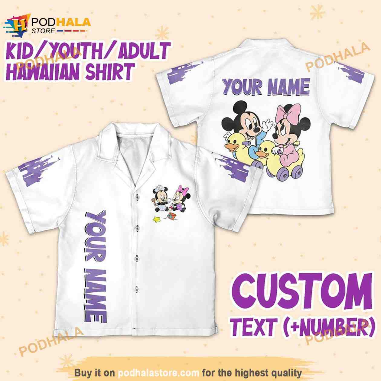 Personalize-Name-Disney-Baby-Mikey-Minnie-Castle-Heather-White-Hawaiian-Shirt.jpg