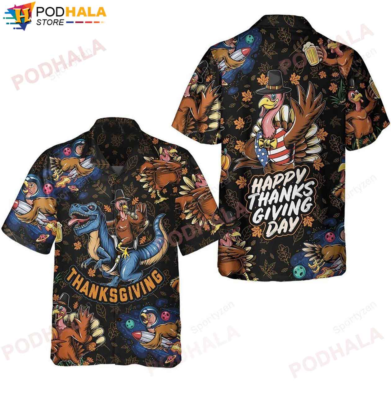 Riding-Dinosaur-Turkey-Thanksgiving-Celebrations-Hawaiian-Shirt-1.jpg