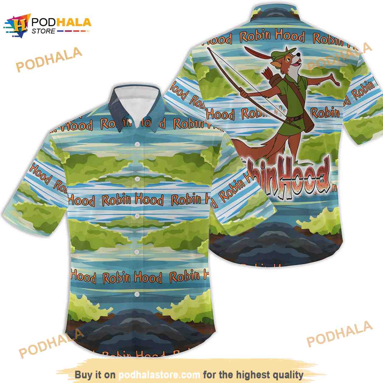 Robin-Hood-Green-Blue-Pattern-Disney-Hawaiian-Shirt.jpg