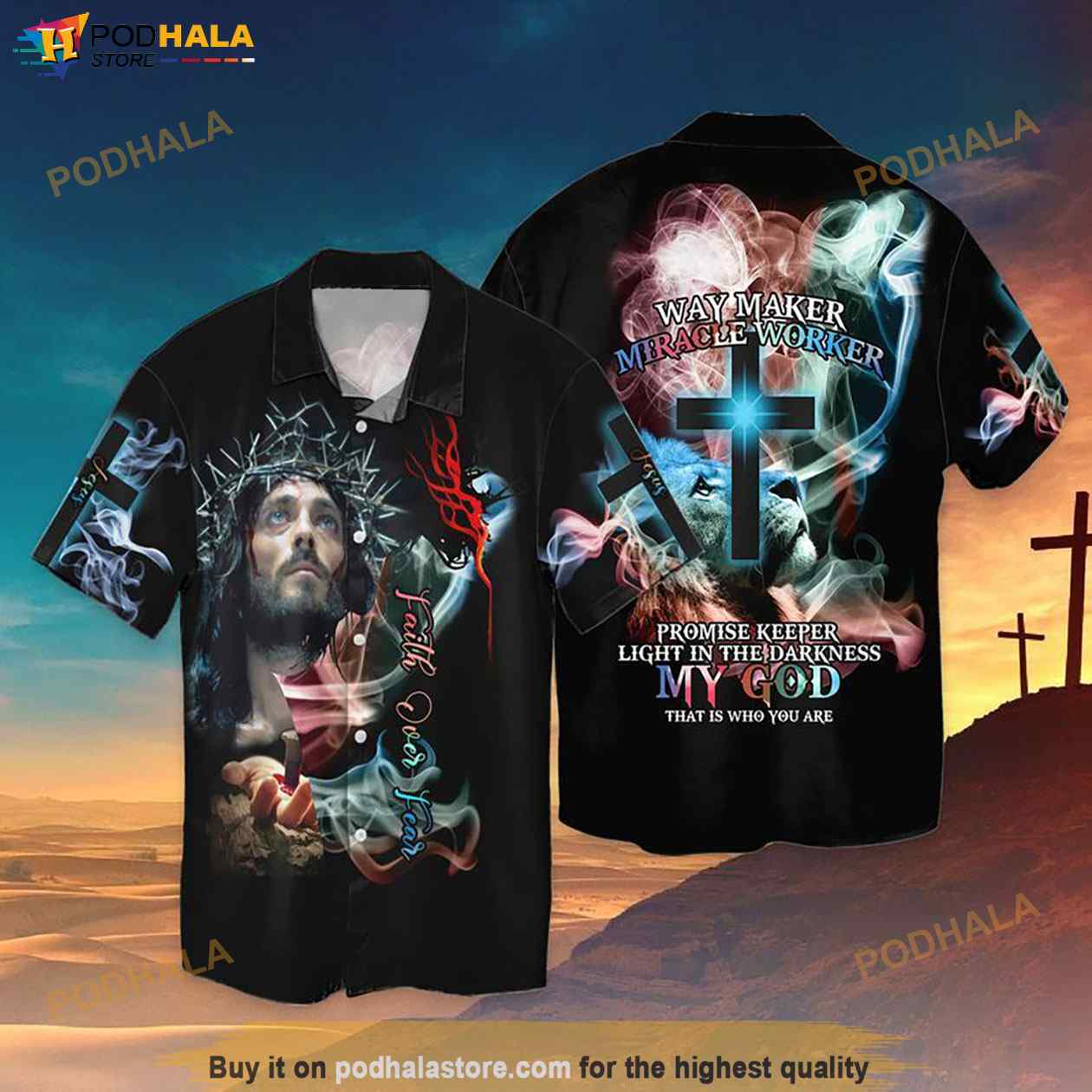 The-Cross-Faith-Over-Fear-Way-Maker-Miracle-Worker-Promise-Keeper-Light-In-The-Darkness-My-God-Hawaiian-Shirt.jpg